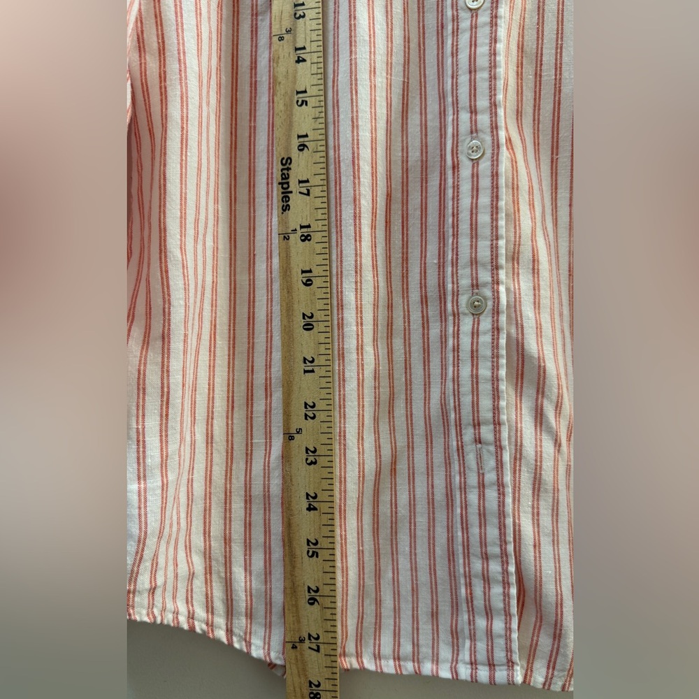Tommy Bahama Pink Striped 100% Linen Button Down Shirt Small Petite SP - Picture 7 of 11